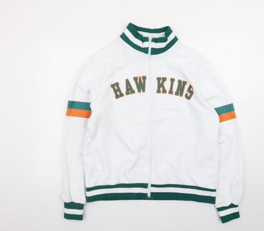 Stranger Things Hawkins Men's White Varsity Jacket Size M