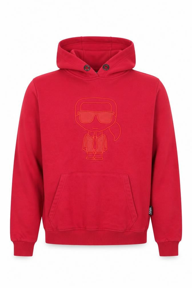 Karl Lagerfeld Men Red Pullover Hoodie L Embroidered Logo Sweatshirt
