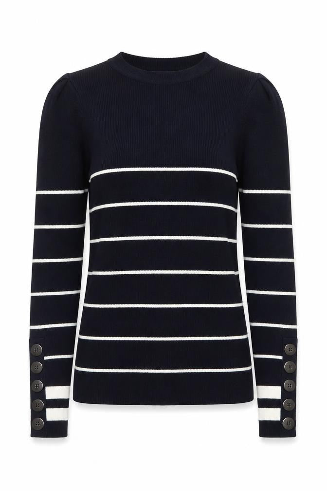 Mint Velvet Women’s Blue Striped Crew Neck Pullover Jumper Size S