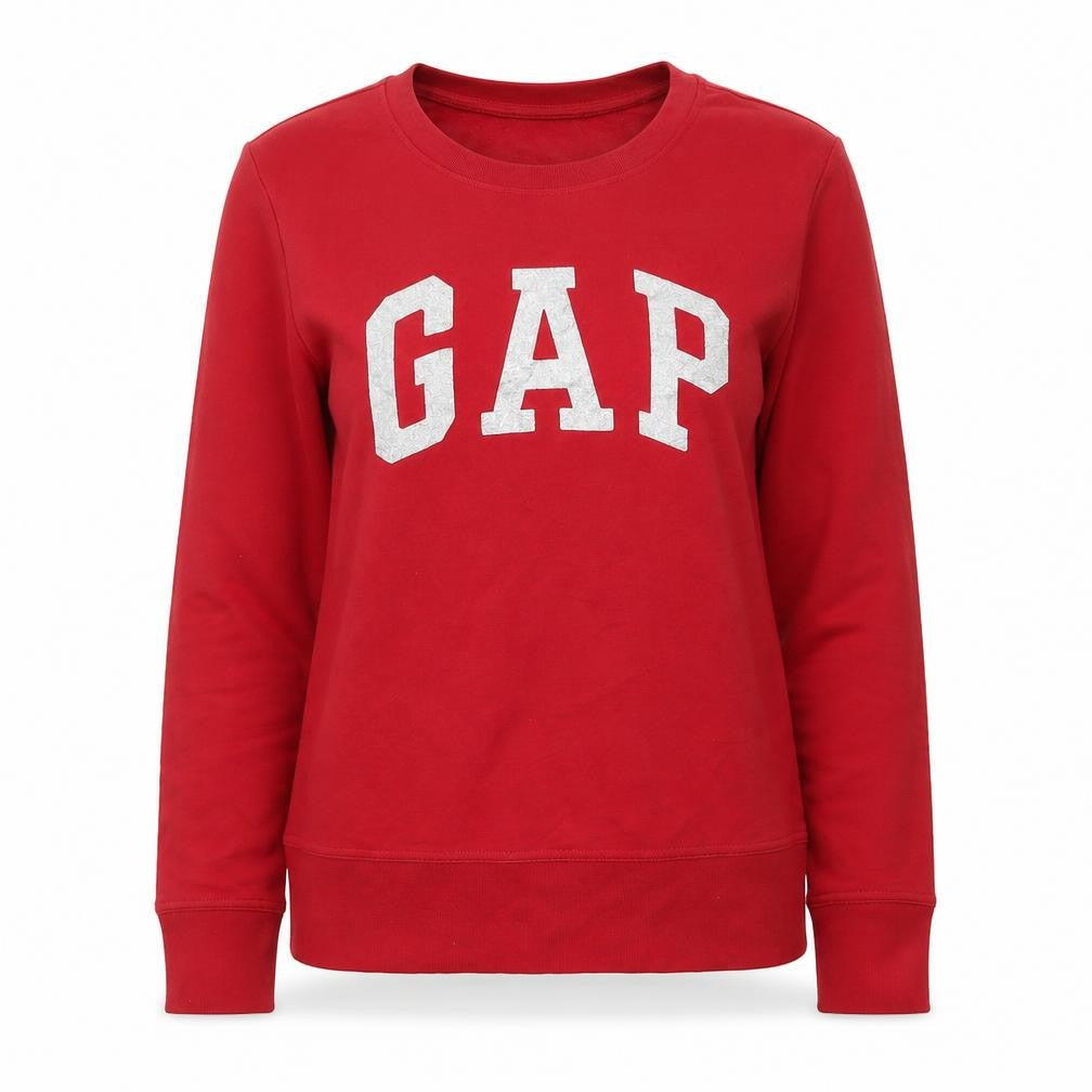 Gap Womens Red Logo Crew Neck Pullover Sweatshirt Size L