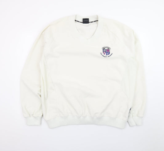 Canterbury Men's White XL V-Neck Pullover Sweatshirt Rugby Sportswear