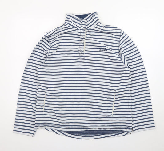 Regatta Women Blue White Stripe 1/4 Zip Pullover Sweatshirt UK 16