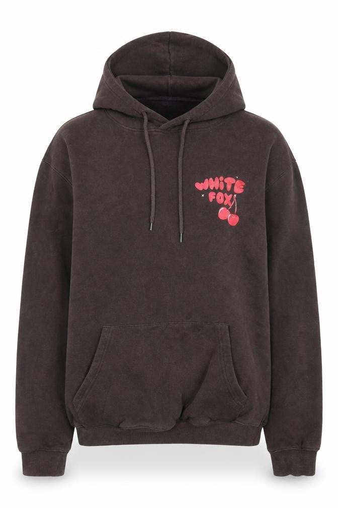 White Fox Women Black Cherry Bomb Pullover Hoodie S/M Cotton Blend