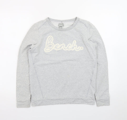 Bench Womens Grey XS Pullover Sweatshirt with Logo Front