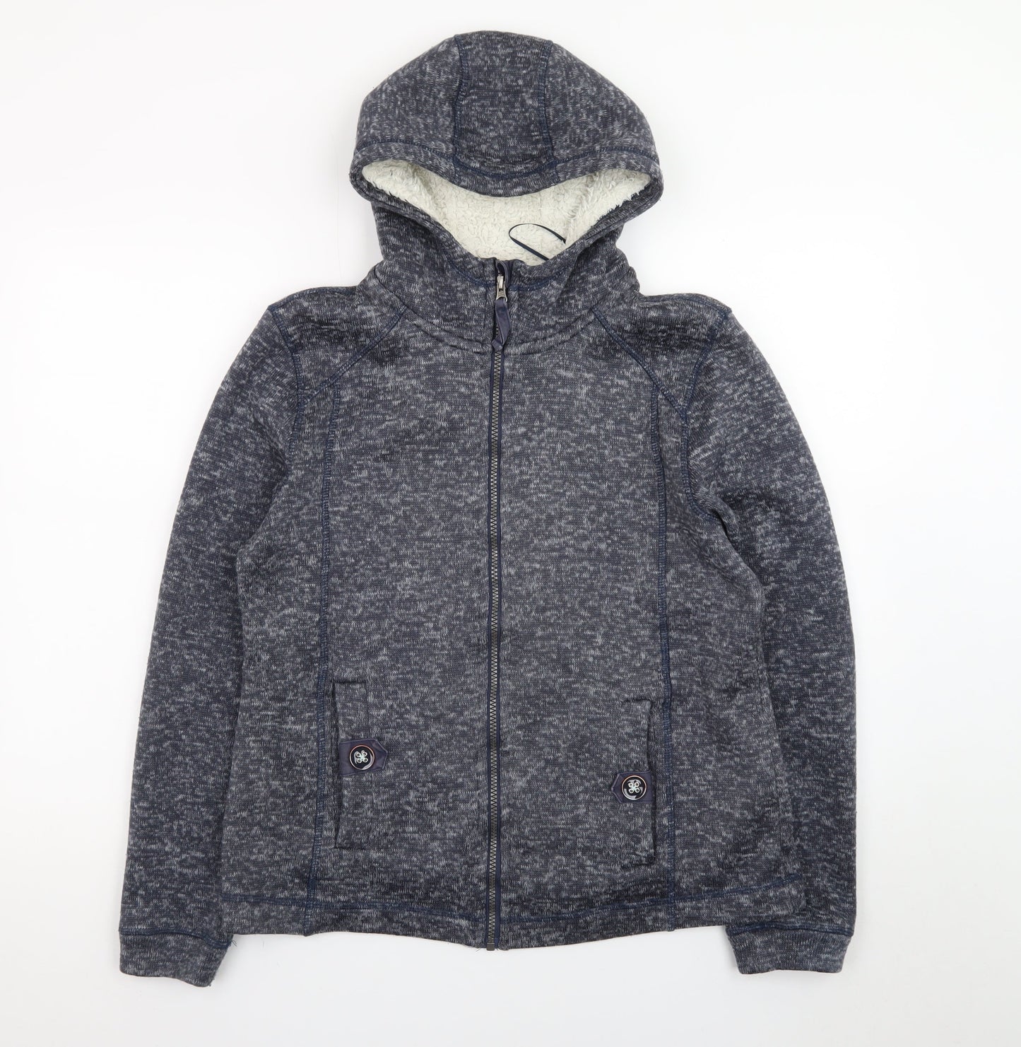 Tu Women Blue Full Zip Hooded Sweatshirt Size 16 Fleece Lined