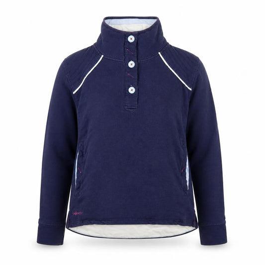 Tayberry Women’s Navy Henley Sweatshirt M Long Sleeve Cotton Blend