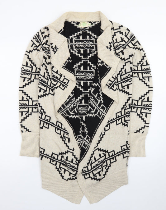 Staring at Stars Womens Beige Black Aztec Cardigan XS Bohemian Knit