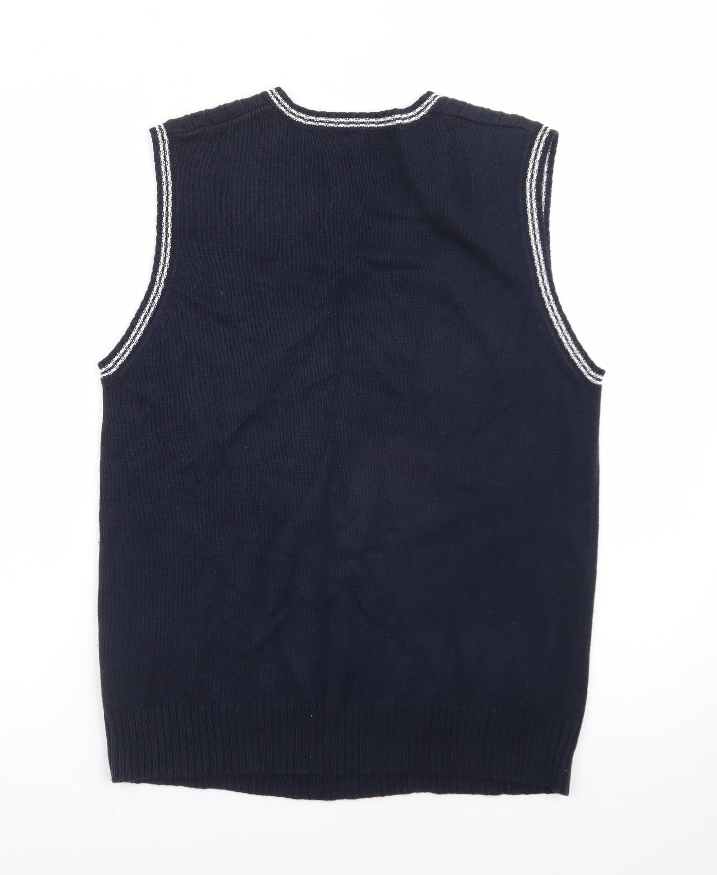 Boston Crew Men's Blue Cable-Knit Cotton V-Neck Vest S