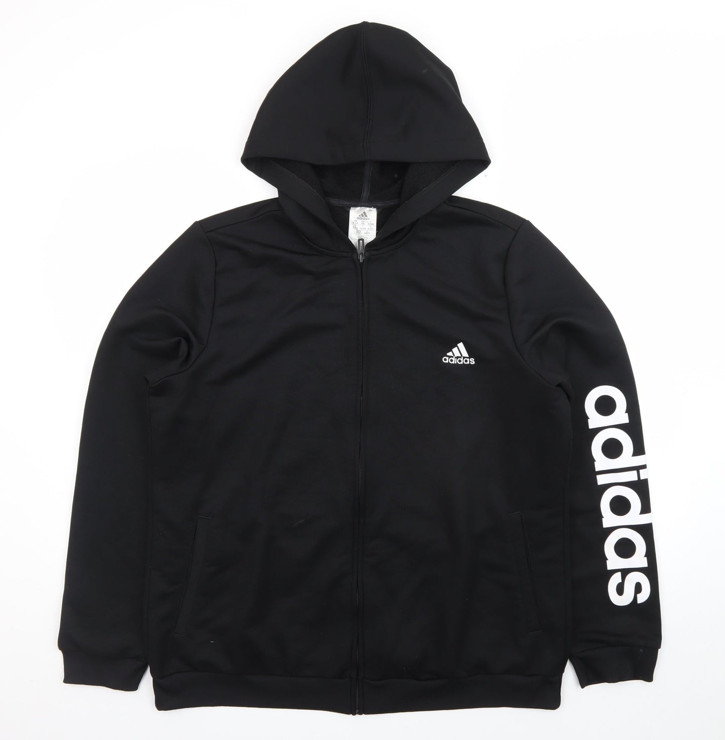 Adidas Men’s Black 2XL Full Zip Hooded Sweatshirt with Logo
