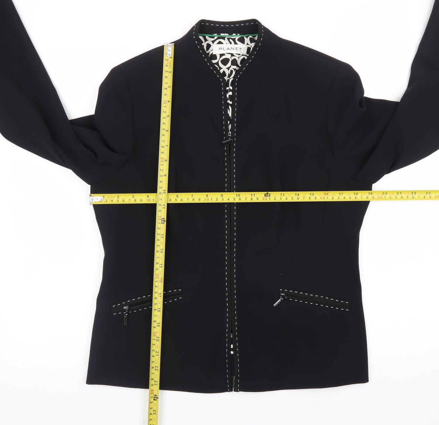 Planet Women Black Size 12 Regular Single-Breasted Suit Jacket