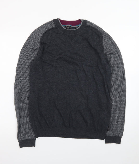 Ted Baker Men's Grey Cotton Wool Crew Neck Jumper Size L