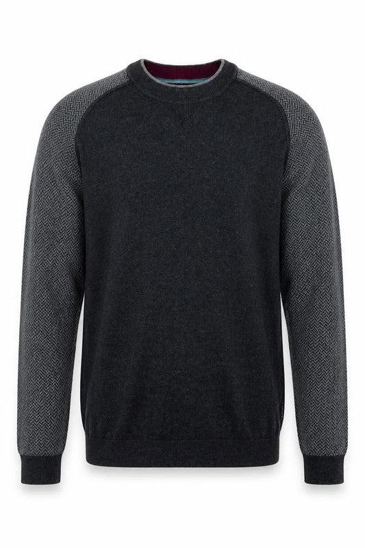 Ted Baker Men's Grey Cotton Wool Crew Neck Jumper Size L