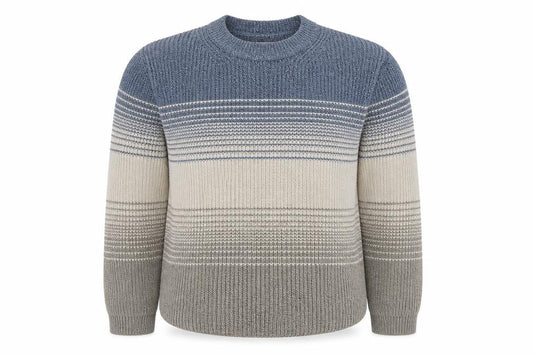 Celtic & Co. Men's Blue Wool Striped Crew Neck Jumper L