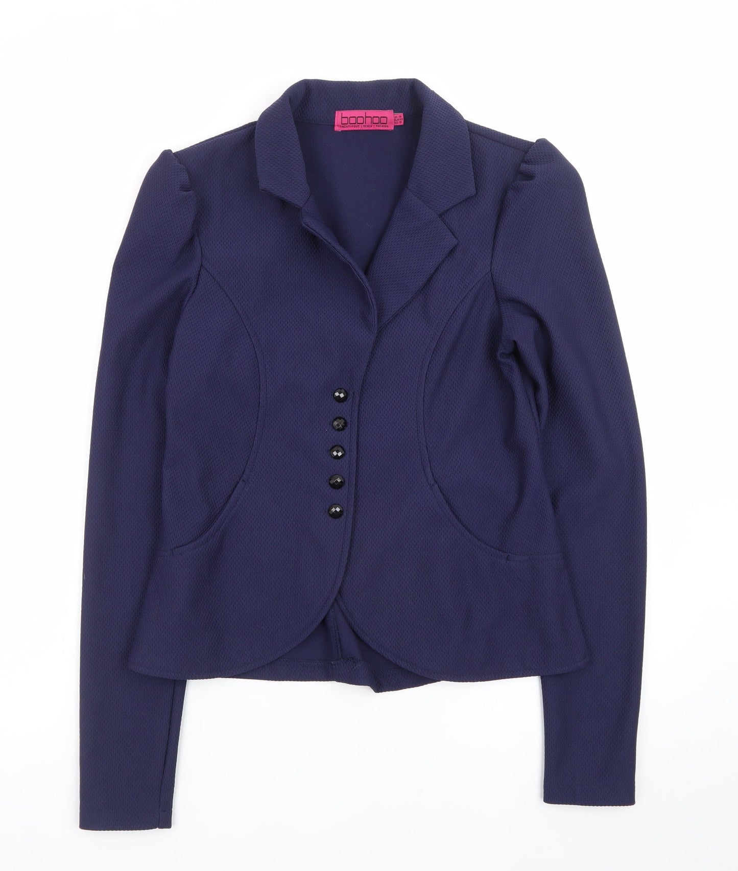 Boohoo Women's Blue Fitted Blazer Jacket UK 14 Long Sleeve