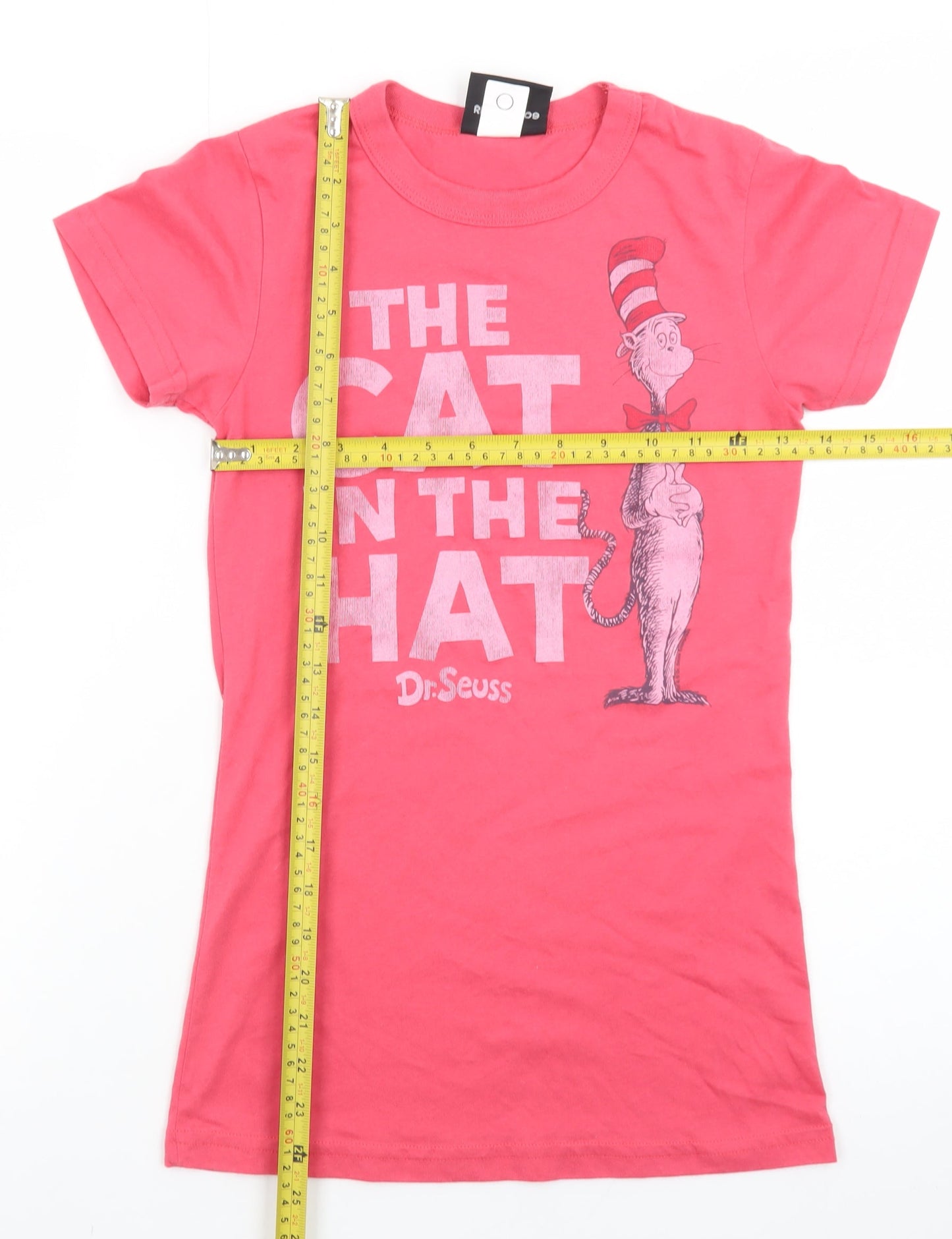 Junk Food Womens Pink Cat in the Hat Graphic T-Shirt Size S