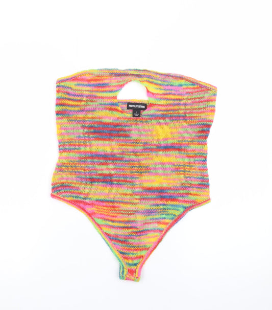 PrettyLittleThing Women's Multicoloured Knit Bodysuit M