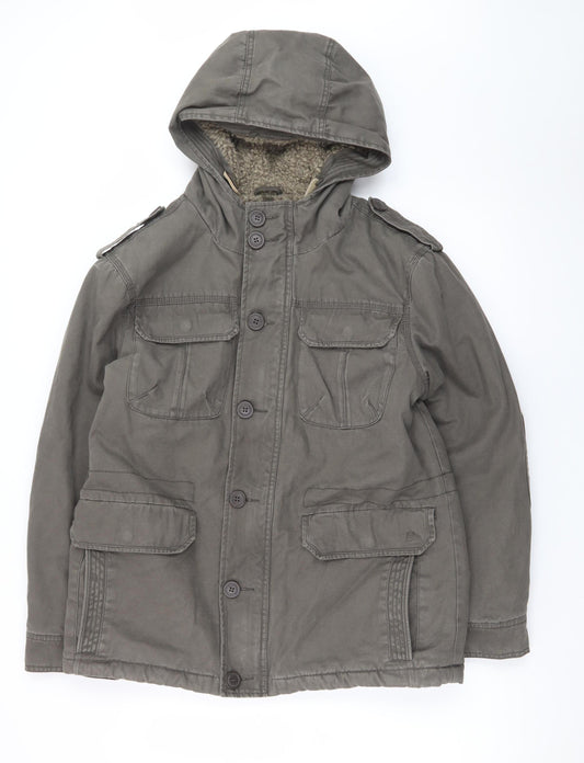 Mantaray Men’s Green Hooded Cotton Parka Jacket Size M
