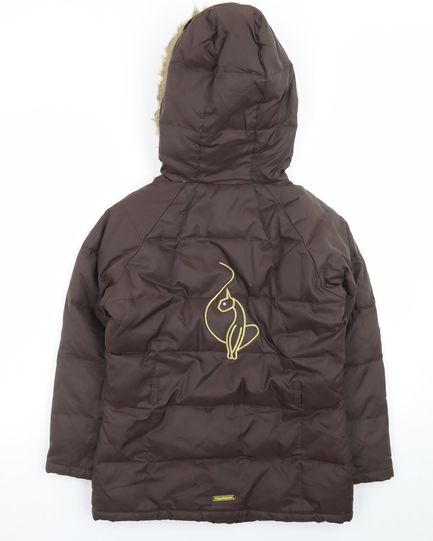 Baby Phat Women's Brown Faux Fur Hooded Puffer Coat M