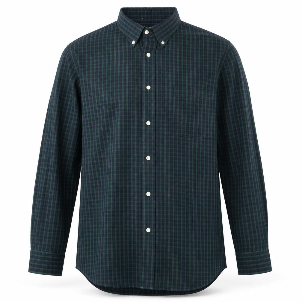 Croft & Barrow Men's Green Check Long Sleeve Cotton Polo Shirt XL