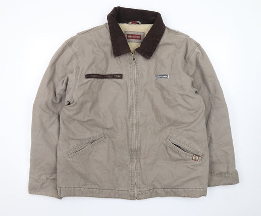 DRI DUCK Men's Beige L Lined Canvas Bomber Jacket Workwear Style