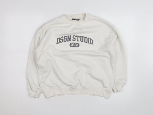 Boohoo Women Ivory DSGN Studio 2022 Pullover Sweatshirt Size S