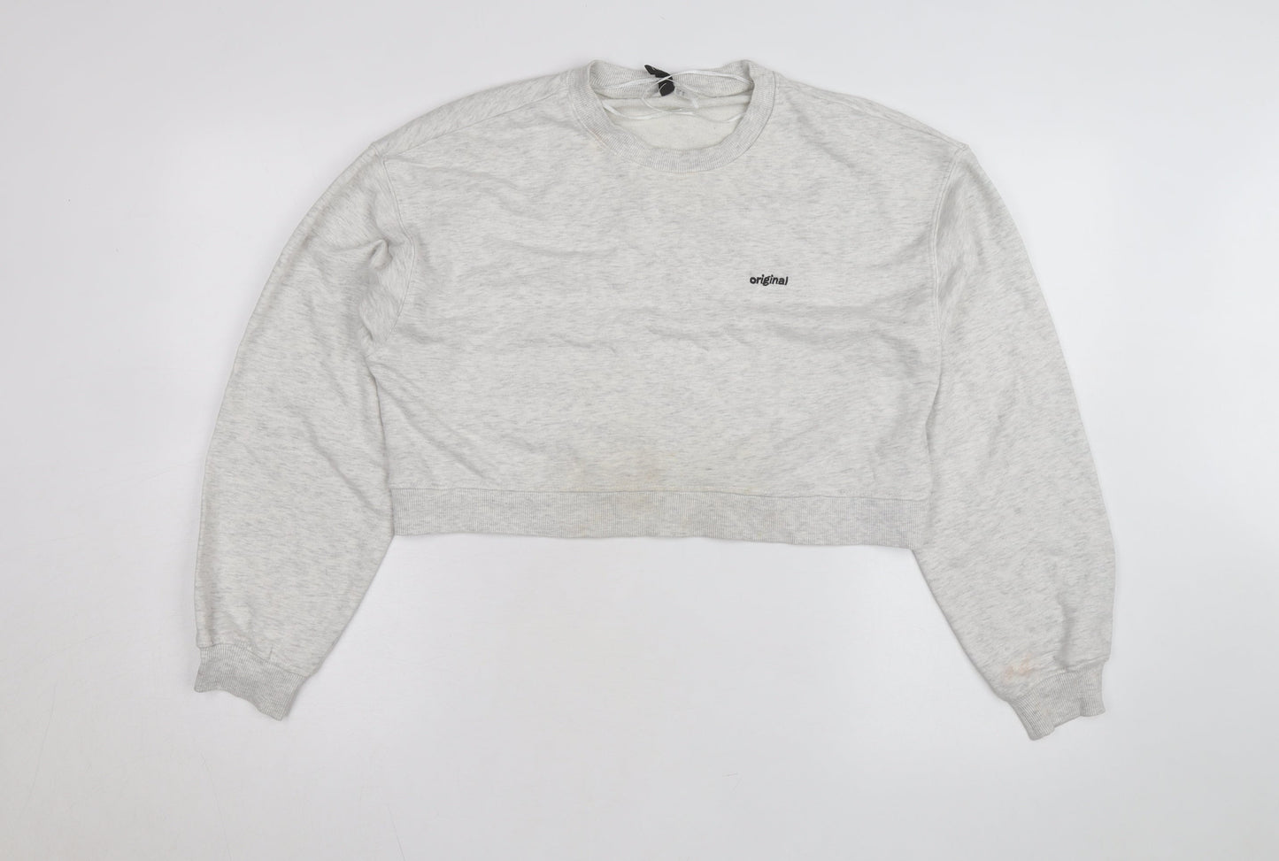 H&M Divided Women's Grey Cropped Pullover Sweatshirt Size 12