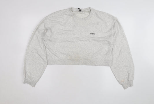 H&M Divided Women's Grey Cropped Pullover Sweatshirt Size 12