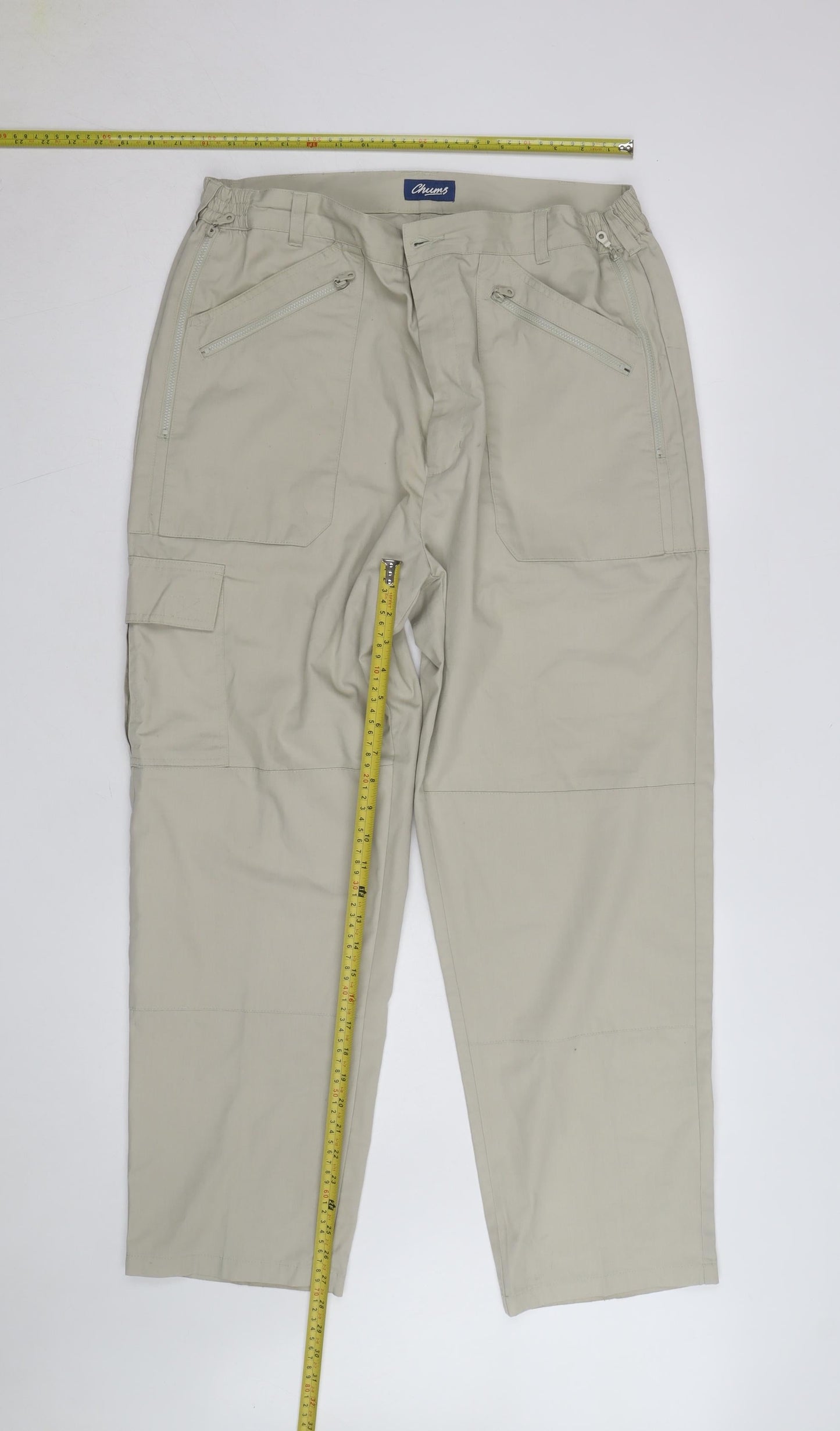 Chums Mens Beige Cargo Trousers Size 38 Regular Cotton Blend