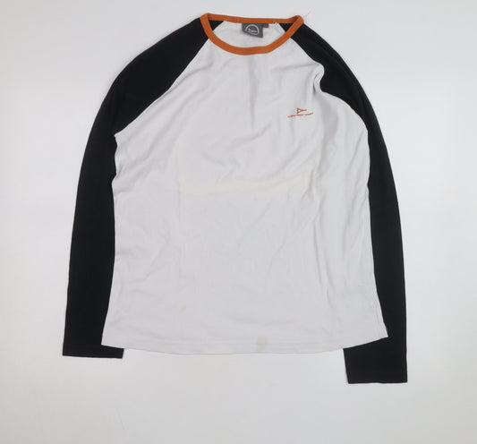 Diverse Men's White & Black Long Sleeve Crew Neck Raglan Top Size M