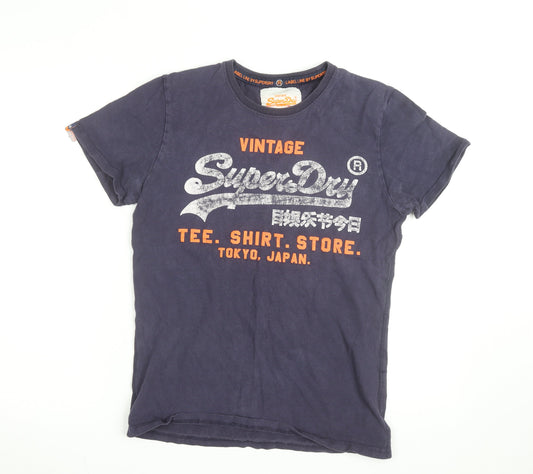 Superdry Men's Blue Vintage Graphic Print Short Sleeve Cotton T-Shirt M