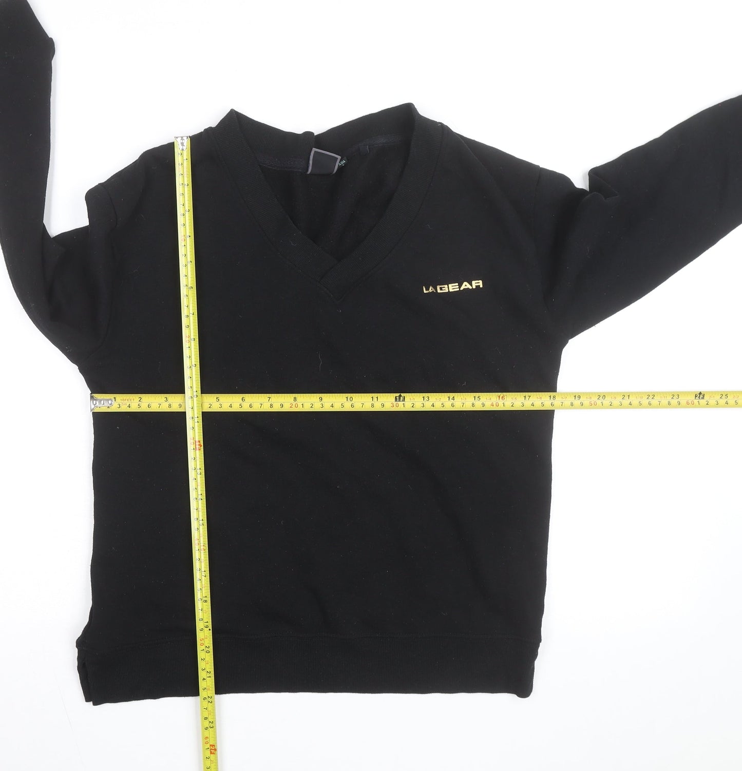 LA Gear Women's Black V-Neck Pullover Sweatshirt Size 8