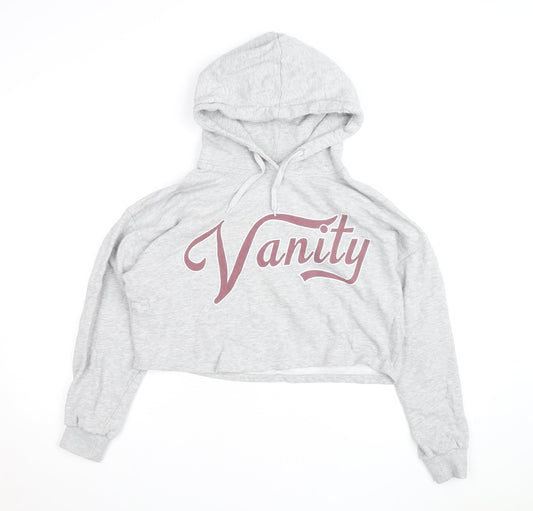 Bik Bok Women’s Grey Vanity Cropped Pullover Hoodie Size S