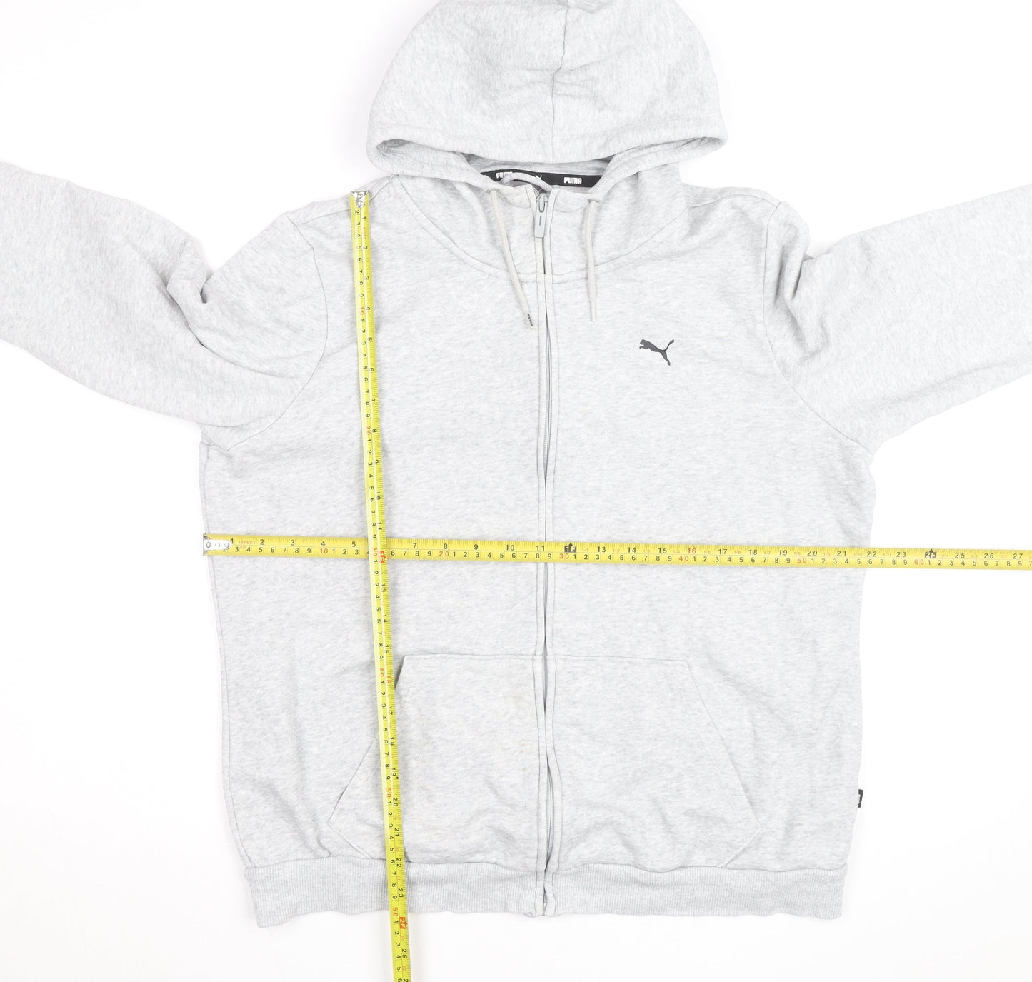 Puma Men Grey Full Zip Hoodie XL Regular Fit Cotton Blend