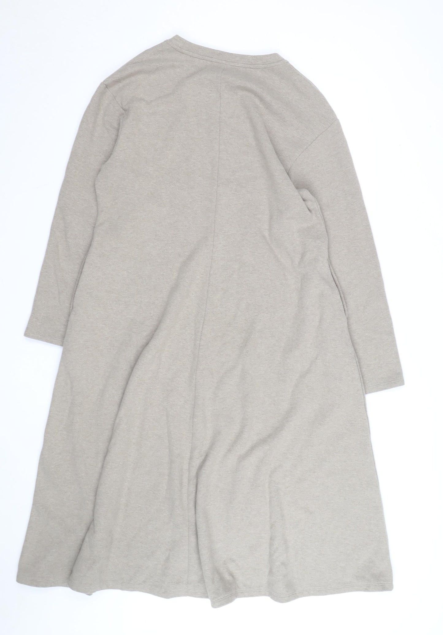 Uniqlo Women Beige Long Sleeve Midi Shift Dress L