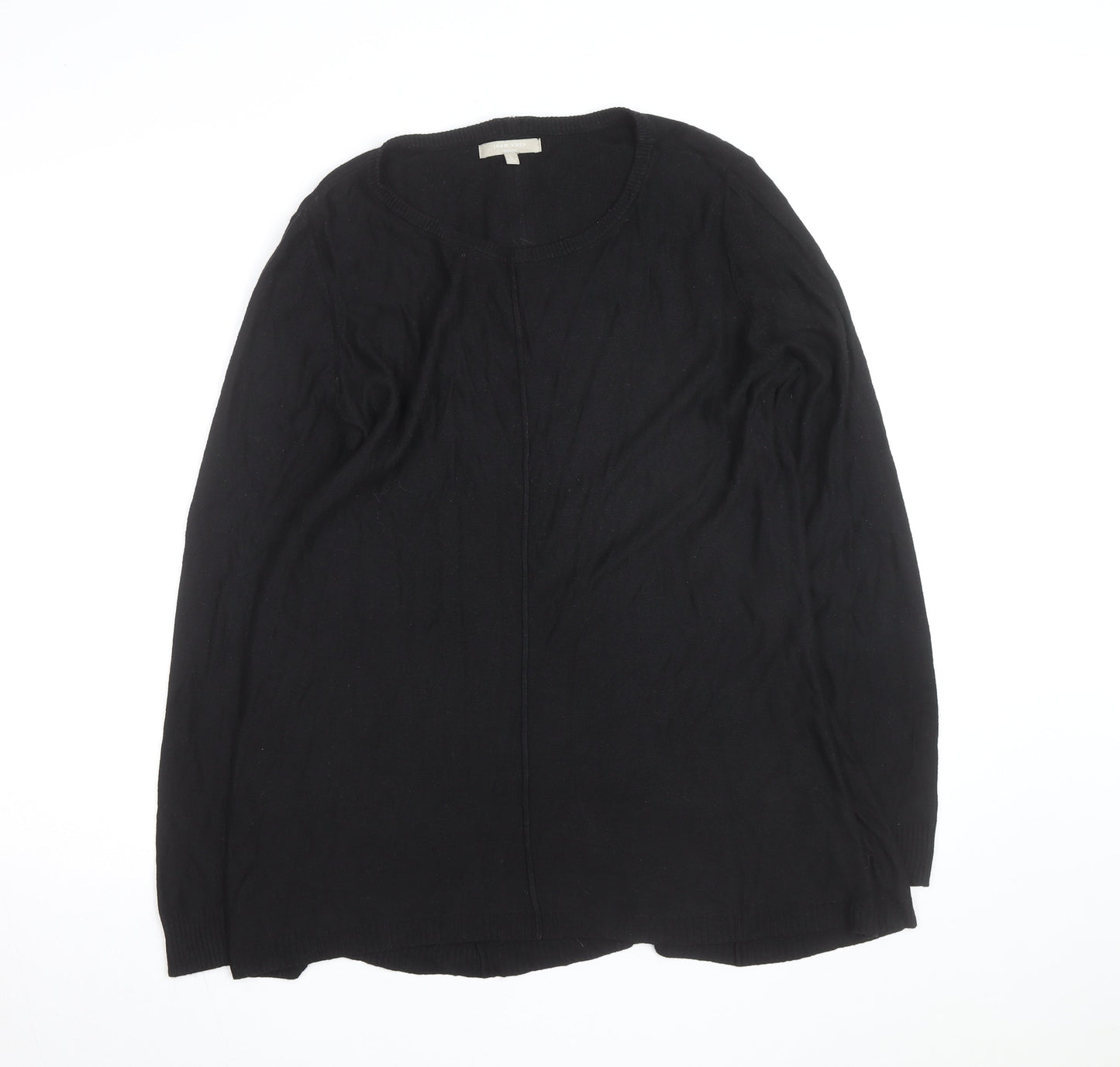 Joan Vass Women Black Long Sleeve Crew Neck Pullover Jumper Size L