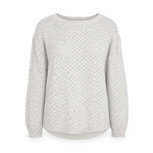 FatFace Women’s Grey Open-Knit Cotton Blend Jumper Size 8