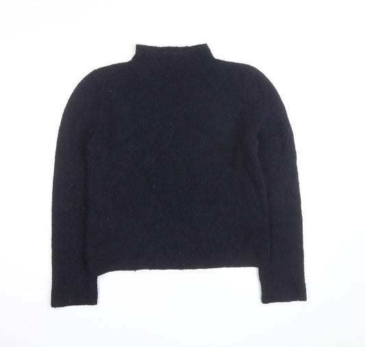 MNG Women Navy Blue Mock Neck Wool Blend Jumper Size L