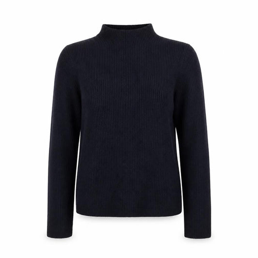 Mango Women Navy Blue Mock Neck Wool Blend Jumper Size L