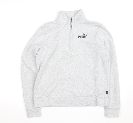 Puma Boys Grey 1/4 Zip Fleece Sweatshirt M Athletic Training Top
