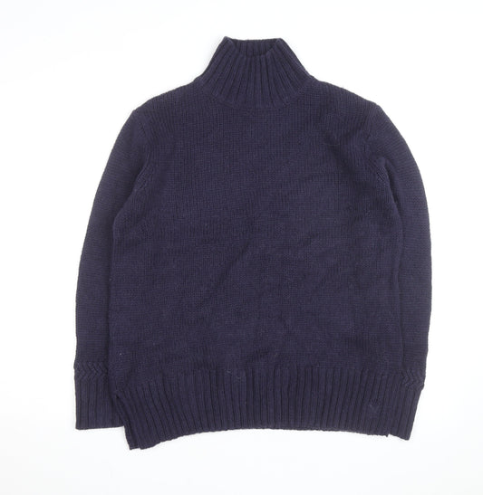 Crew Clothing Women's Blue Roll Neck Wool Jumper Size 12