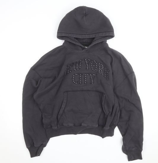 Hollister Men's Black Studded New York City Pullover Hoodie S Relaxed Fit