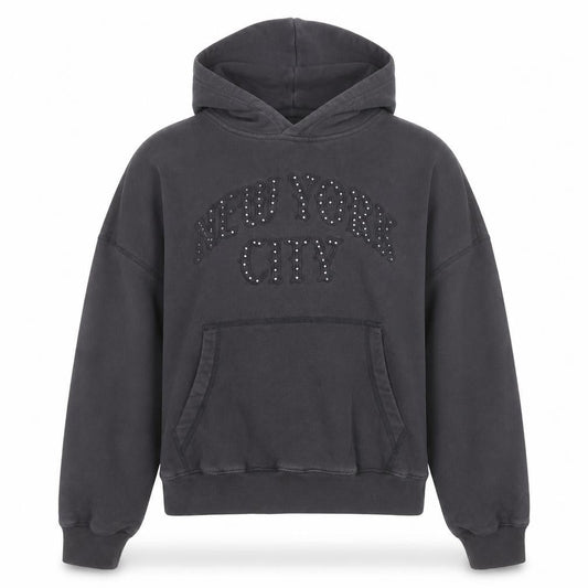 Hollister Men's Black Studded New York City Pullover Hoodie S Relaxed Fit