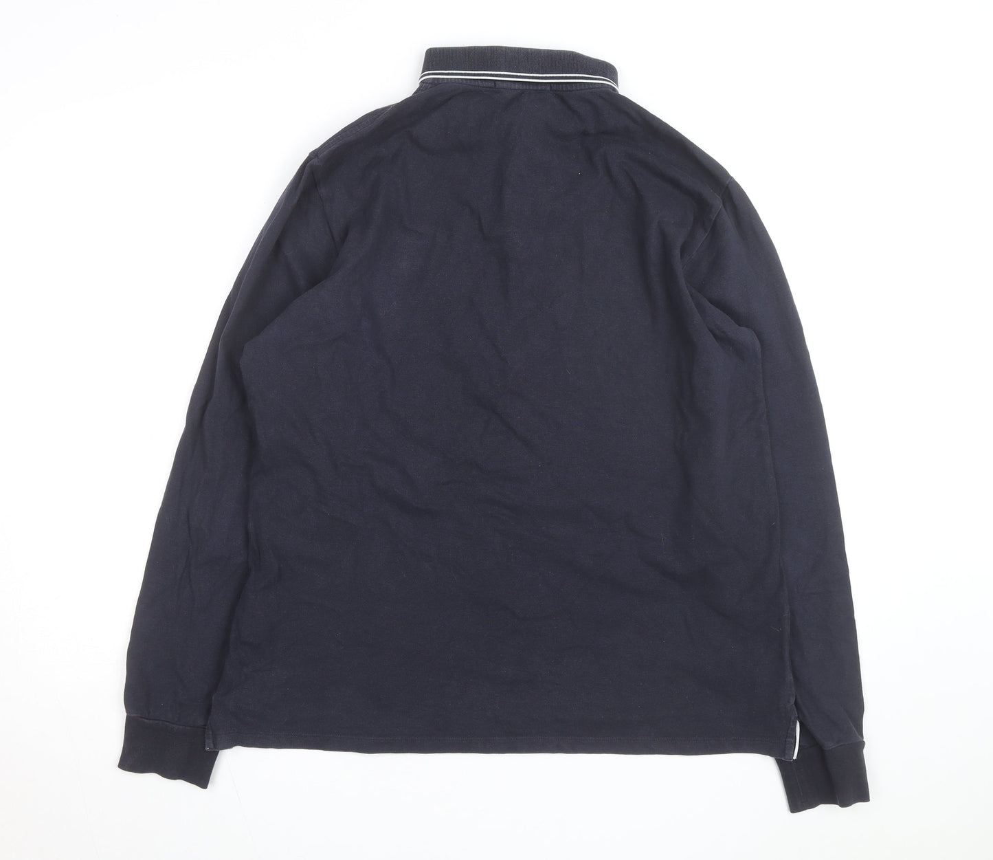 Stone Island Mens Navy Slim Fit Long Sleeve Polo Shirt Size L