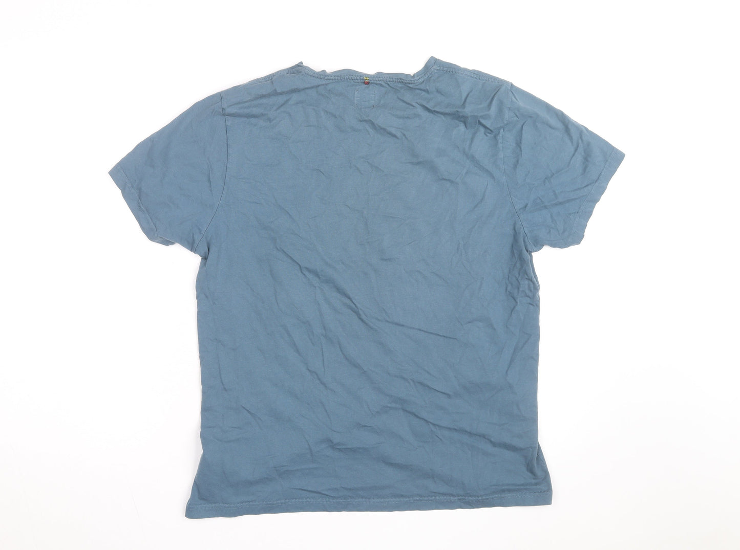 Pretty Green Men's Blue Cotton Crew Neck Short Sleeve T-Shirt L