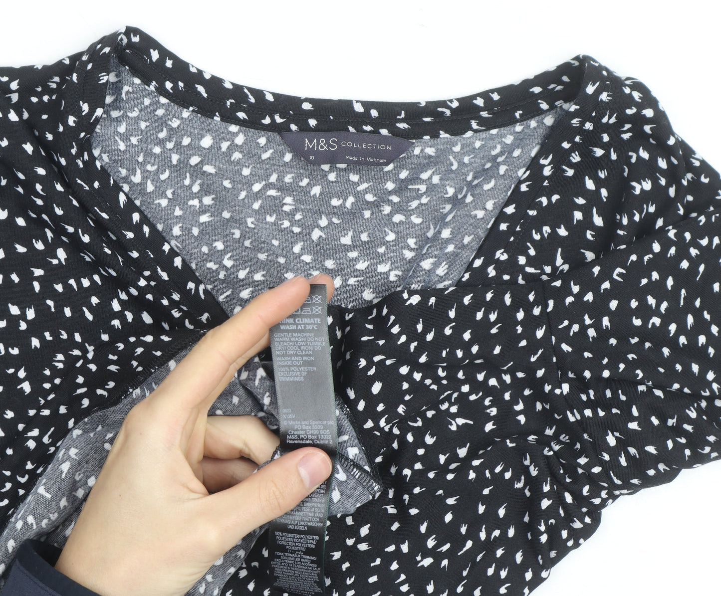 Marks and Spencer Women's Black Wrap Jersey Blouse Size 18