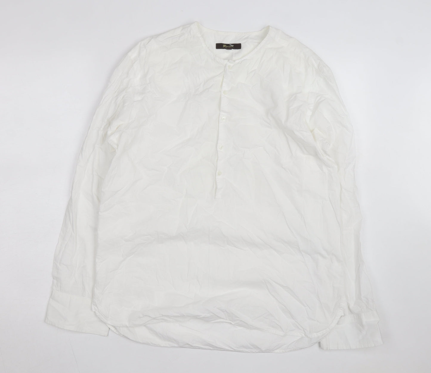 Monsoon Women's White Cotton Long Sleeve Blouse M