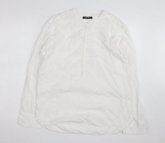Monsoon Women's White Cotton Long Sleeve Blouse M