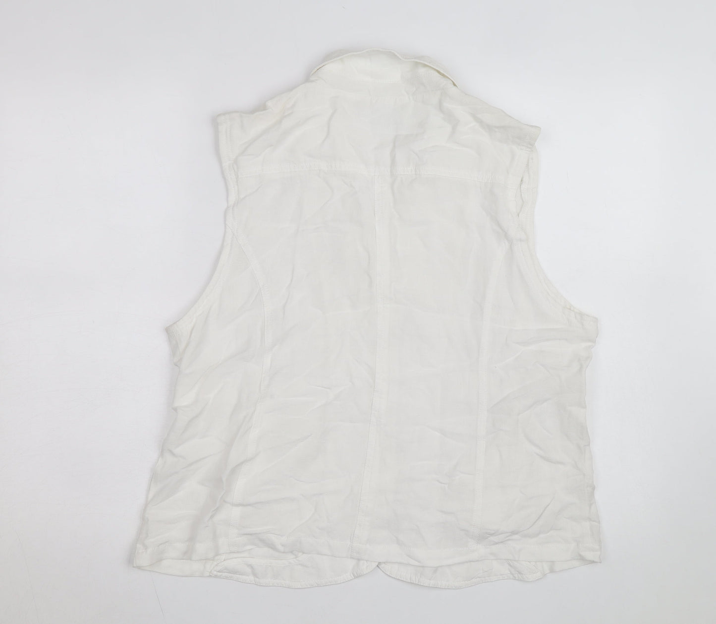 TIGI Womens White Linen Blend Sleeveless Blouse Size 18