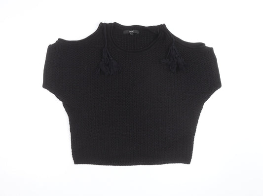 Next Women’s Black Cold Shoulder Chunky Knit Jumper Size S