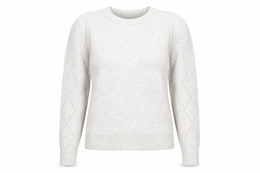 Oliver Bonas Women’s Beige Knit Argyle Puff Sleeve Jumper Size 10